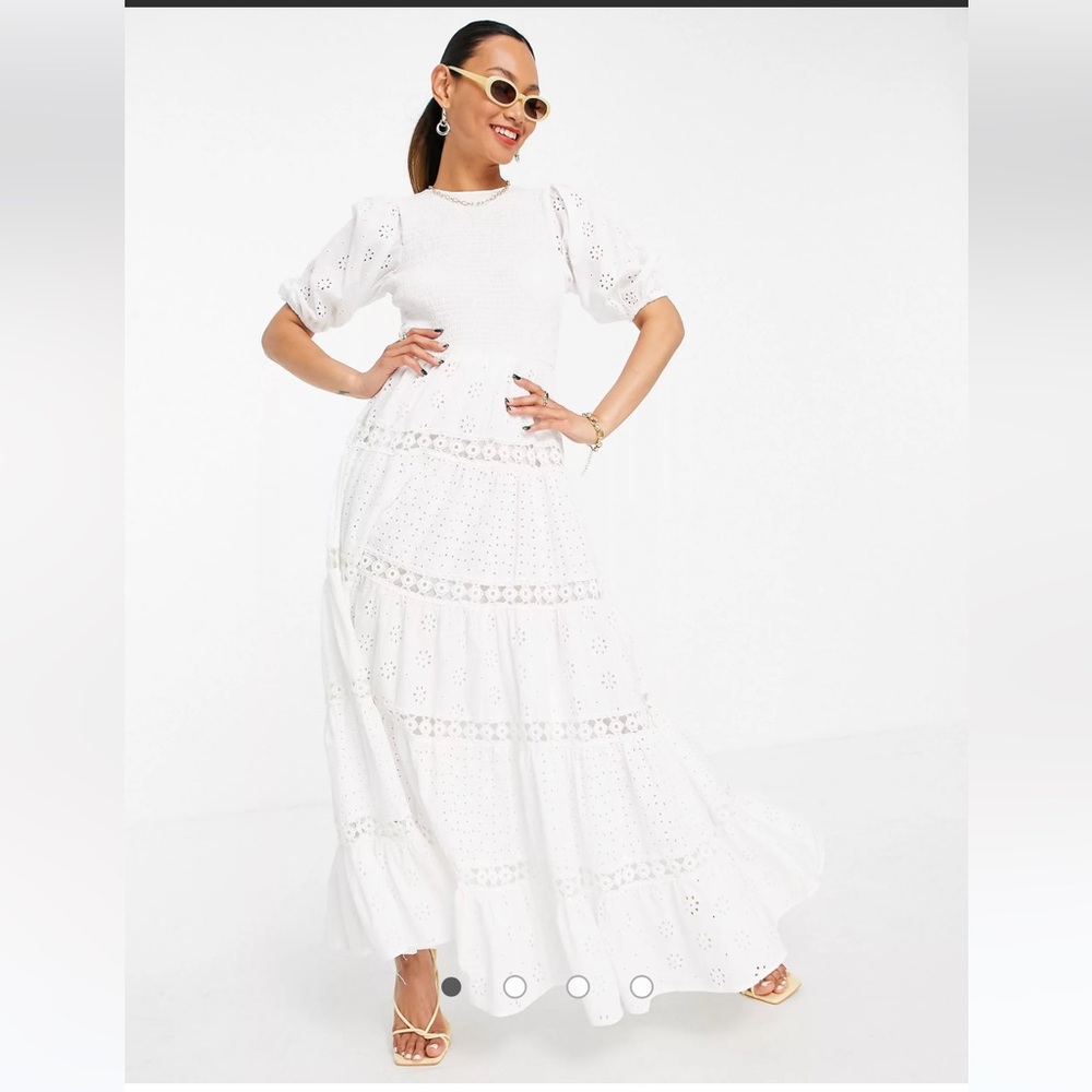 ASOS DESIGN — mixed broderie tiered maxi dress